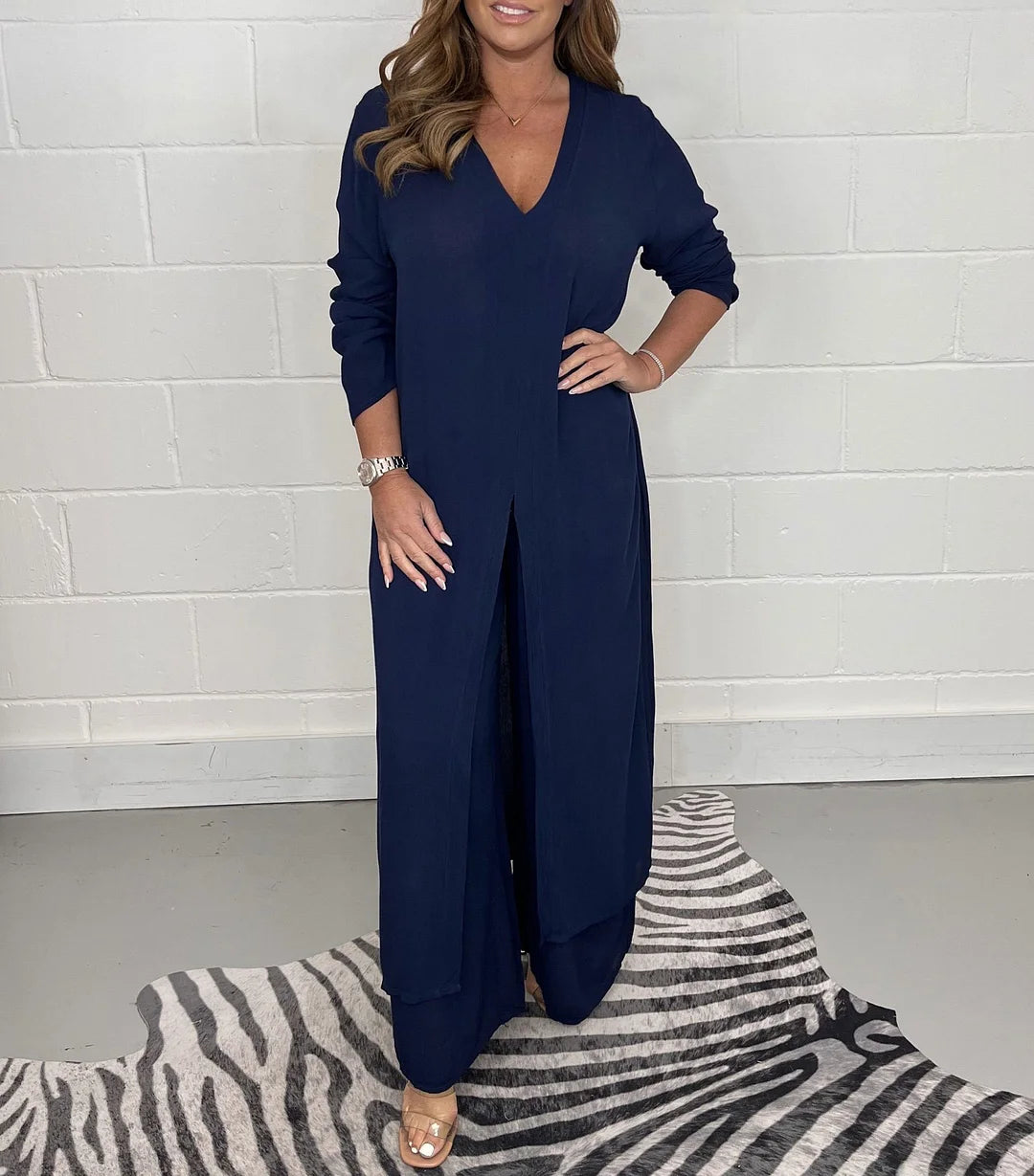 GETMINT Tenue 2 Pièces Femme Tricot Décontracté - Haut Bas Et Pantalon Plissé Taille Élastique